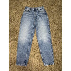 REDONE High Rise Tapered Light Wash Jeans Organic Cotton Basic Casual 26x26.5